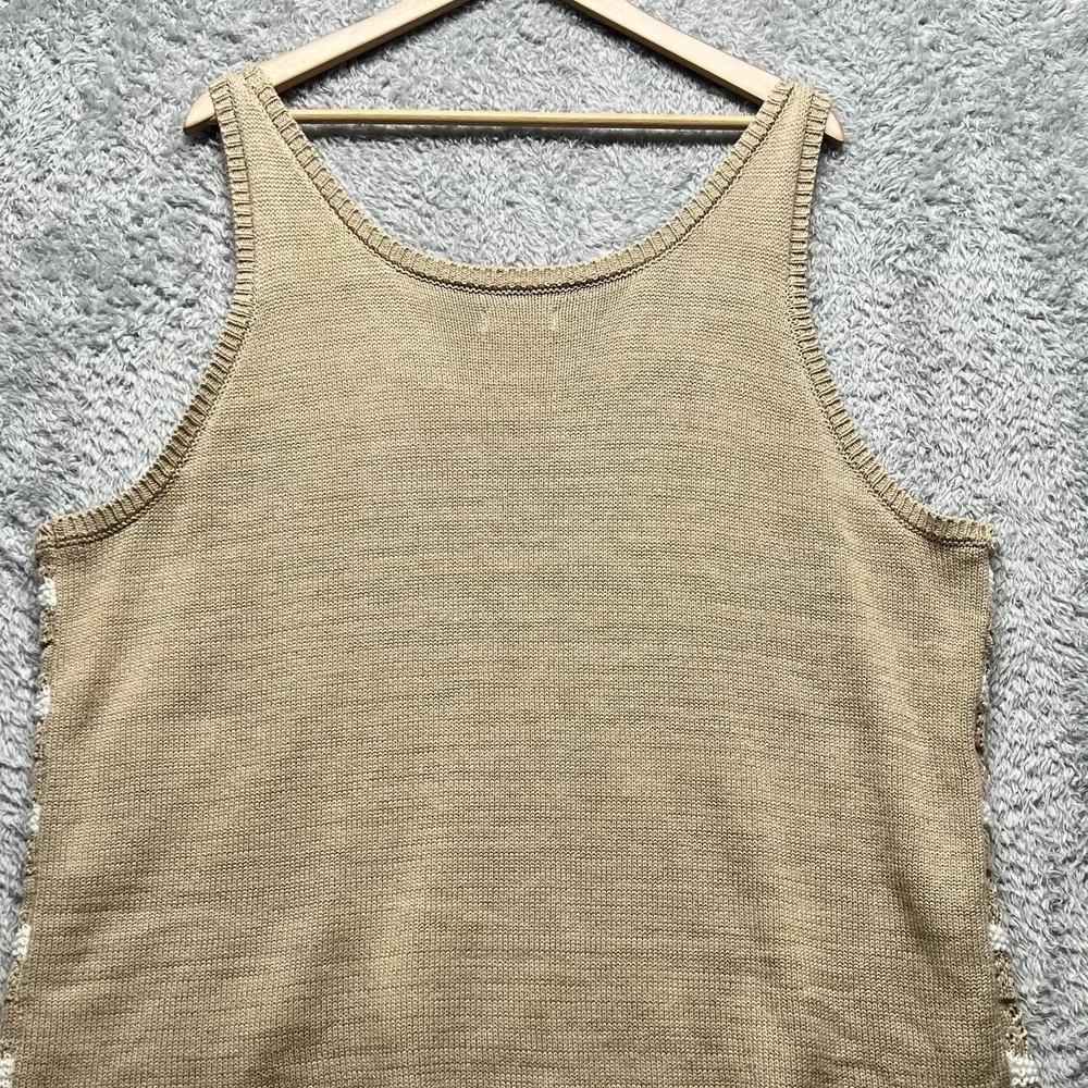 LC Lauren Conrad Pointelle Top Women 3X Beige White Sleeveless Lined Scallop Hem - Picture 6 of 12